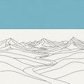 Line drawing of a mountain landscape featuring a series of stylized peaks and a Royalty Free Stock Photo