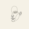 Line drawing portrays a human face in profile on a light beige Royalty Free Stock Photo