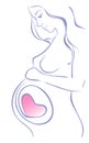 Line drawing pregnant woman