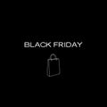 Line drawing of the purchase package isolated on a black background. Black Friday banner. Royalty Free Stock Photo