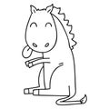line drawing quirky cartoon horse Royalty Free Stock Photo