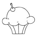 line drawing quirky cartoon muffin