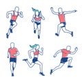 Line Drawing Runner Logo Icon