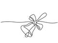 Line drawing. School traditional bell and ribbon