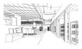 line drawing of shopping mall,Modern design Royalty Free Stock Photo