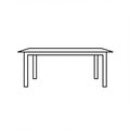 Line drawing of a simple rectangular table with four straight legs. The table is depict Royalty Free Stock Photo