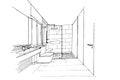 line drawing small bathroom .Modern design,vector