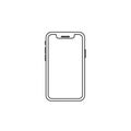 Line drawing of a smartphone with a blank screen featuring a minimalistic Royalty Free Stock Photo