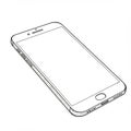 Line drawing of a smartphone viewed from an angle. The device features rounded edges Royalty Free Stock Photo