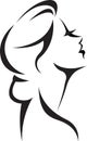 Vector illustration.Line drawing. Stylized silhouette of a woman in profile