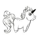 Line drawing of a unicorn. drawing coloring