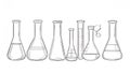 Line drawing of various empty and partially filled laboratory gl Royalty Free Stock Photo