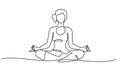 Line drawing Woman sitting cross legged meditating Royalty Free Stock Photo