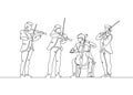 line drawn musical quartet violin musicians