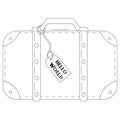 Line drawn retro style travel suitcase, illustration isolated on white background Royalty Free Stock Photo