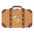 Line drawn retro style travel suitcase, illustration isolated on white background Royalty Free Stock Photo