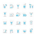 Line drinks and beverages icons Royalty Free Stock Photo