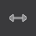 Line dumbbell icon on dark background