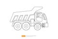 Line dump truck tipper vector illustration on white background. Isolated heavy industrial machinery equipment vehicle. flat Royalty Free Stock Photo