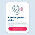 Line Earplugs and ear icon isolated on grey background. Ear plug sign. Noise symbol. Sleeping quality concept. Colorful