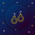 Line Earrings icon isolated on blue background. Jewelry accessories. Colorful outline concept. Vector