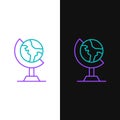 Line Earth globe icon isolated on white and black background. Colorful outline concept. Vector