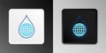 Line Earth planet in water drop icon isolated on grey background. World globe and water drop. Saving water and world Royalty Free Stock Photo