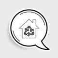Line Eco House with recycling symbol icon isolated on grey background. Ecology home with recycle arrows. Colorful Royalty Free Stock Photo