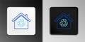 Line Eco House with recycling symbol icon isolated on grey background. Ecology home with recycle arrows. Colorful Royalty Free Stock Photo