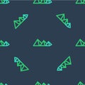 Line Egypt pyramids icon isolated seamless pattern on blue background. Symbol of ancient Egypt. Vector