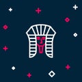 Line Egyptian pharaoh icon isolated on blue background. Colorful outline concept. Vector Royalty Free Stock Photo