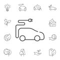 Line electric car icon. Simple element illustration. Line electric car symbol design from Ecology collection set. Can be used in w Royalty Free Stock Photo