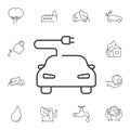 Line electric car icon. Simple element illustration. Line electric car symbol design from Ecology collection set. Can be used in w Royalty Free Stock Photo