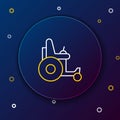 Line Electric wheelchair for disabled people icon isolated on blue background. Mobility scooter icon. Colorful outline Royalty Free Stock Photo