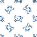 Line Electric wheelchair for disabled people icon isolated seamless pattern on white background. Mobility scooter icon Royalty Free Stock Photo