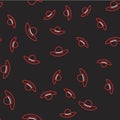 Line Elegant women hat icon isolated seamless pattern on black background. Vector Royalty Free Stock Photo