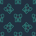Line Elephant icon isolated seamless pattern on black background. Vector Royalty Free Stock Photo
