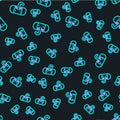 Line Elephant icon isolated seamless pattern on black background. Vector Royalty Free Stock Photo