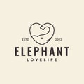 Line elephant with love shape logo design vector graphic symbol icon illustration creative idea Royalty Free Stock Photo