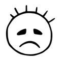 Line emoticons icon, sad emoji, a gloomy smiley with a curved down mouth