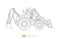 Line end loader vehicle flat. bulldozer quarry machine. stone wheel yellow digger. backhoe front loader truck. work tractor Royalty Free Stock Photo