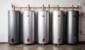 A Line of Energy-Efficient Water Heaters on a Stylish Tiled Surface