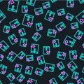 Line Envelope icon isolated seamless pattern on black background. Received message concept. New, email incoming message Royalty Free Stock Photo