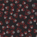 Line Envelope icon isolated seamless pattern on black background. Received message concept. New, email incoming message Royalty Free Stock Photo