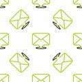 Line Envelope icon isolated seamless pattern on white background. Email message letter symbol. Vector Illustration. Royalty Free Stock Photo