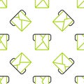 Line Envelope icon isolated seamless pattern on white background. Email message letter symbol. Vector Illustration Royalty Free Stock Photo