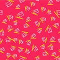 Line Eraser or rubber icon isolated seamless pattern on red background. Vector