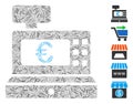 Line Euro Cashbox Icon Vector Mosaic