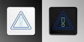 Line Exclamation mark in triangle icon isolated on grey background. Hazard warning sign, careful, attention, danger