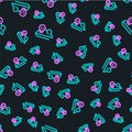 Line Experimental mouse icon isolated seamless pattern on black background. Vector